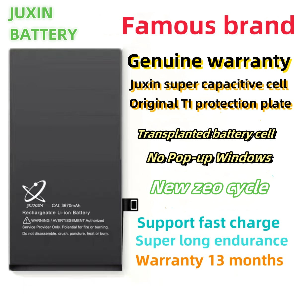 Super Capacity Finished Battery & Apple original TI protection plate  For Iphone XR 11 12 13 14 15 16 Pro Max Mini Brand Juxin Battery